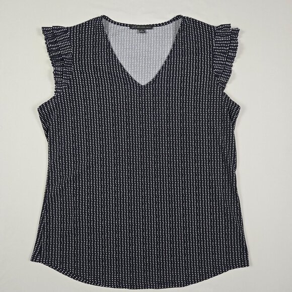 Adrianna Papell Polka Dot V‑Neck Top Women’s S Romantic Feminine Preppy Office - Picture 5 of 10